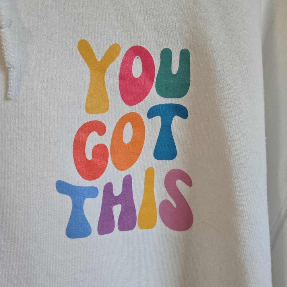 Gildan White Motivational Hoodie "You Got This" Size L - Picture 2 of 6